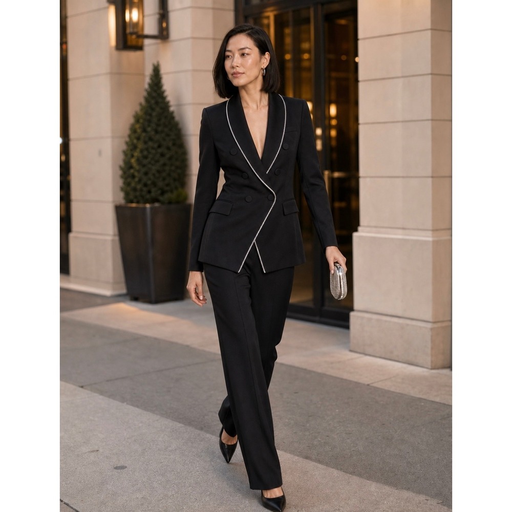 Veronica Beard Jagger Crystal Trim Dickey Blazer Black NWT Size 0